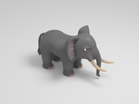 Elephant Cartoon Modelo 3D