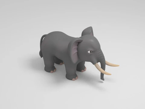 Elephant Cartoon 3D Model