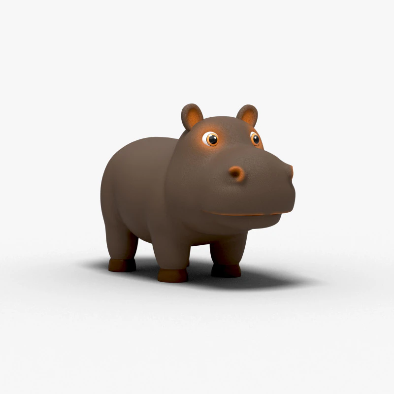 Hippo Cartoon 3D Model .c4d .max .obj .3ds .fbx .stl .blend 