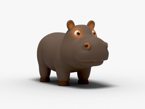 Hippo Cartoon 3D Модель