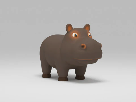 Hippo Cartoon 3D Model