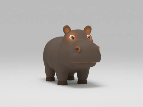 Hippo Cartoon 3D Model
