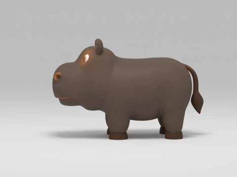 Hippo Cartoon 3D Model