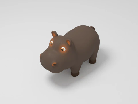 Hippo Cartoon 3D Model