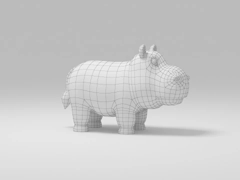 Hippo Cartoon 3D Model