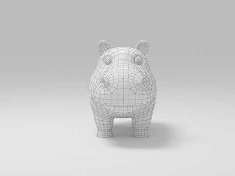 Hippo Cartoon Modelo 3D