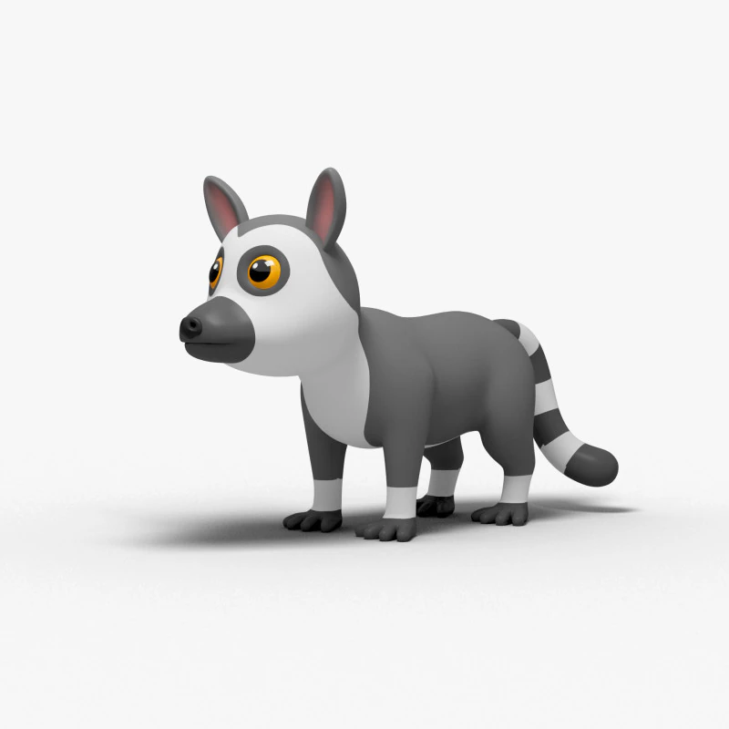 Honey Badger Cartoon 3D Model .c4d .max .obj .3ds .fbx .stl .blend 