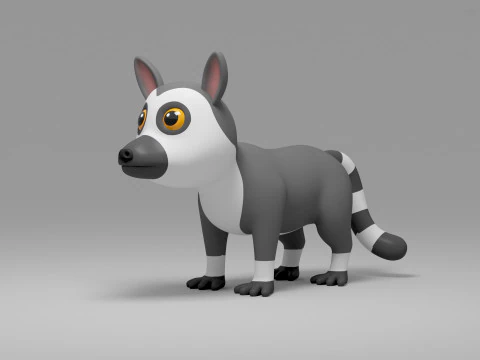 Honey Badger Cartoon 3D Model