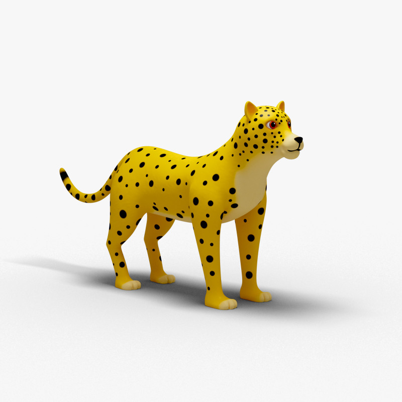 Leopard Cartoon 3D Model .c4d .max .obj .3ds .fbx .stl .blend