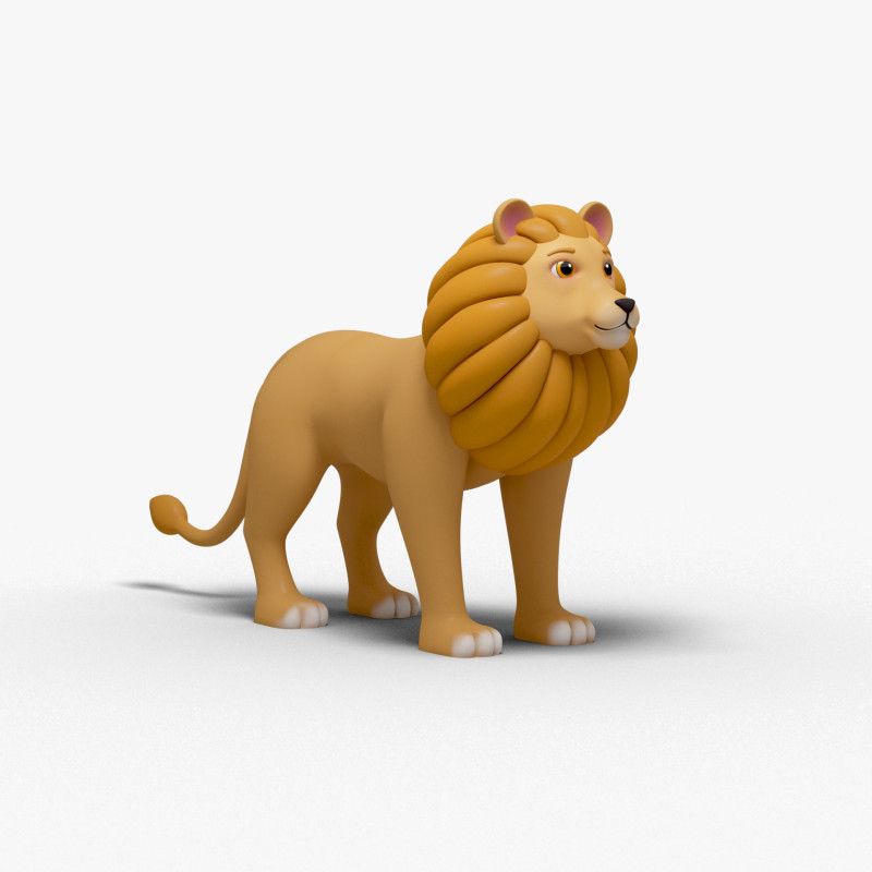 Lion Cartoon Model 3D .c4d .max .obj .3ds .fbx .stl .blend 