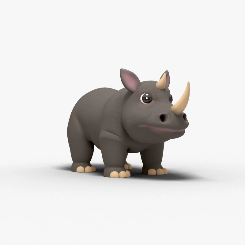 Rhino Cartoon 3D Model .c4d .max .obj .3ds .fbx .stl .blend