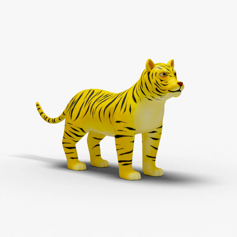 Tiger Cartoon 3D Model .c4d .max .obj .3ds .fbx .stl .blend 