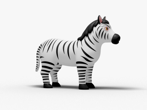 Zebra Cartoon 3D Модель