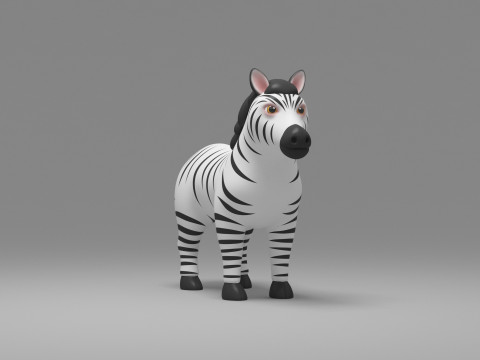 Zebra Cartoon 3D Model