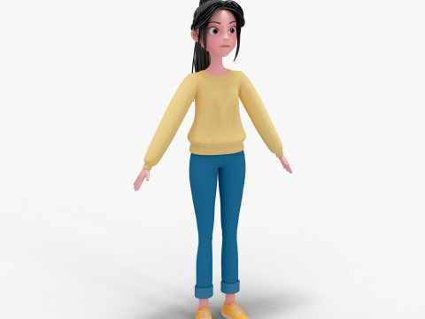 Girl Cartoon 3D Модель