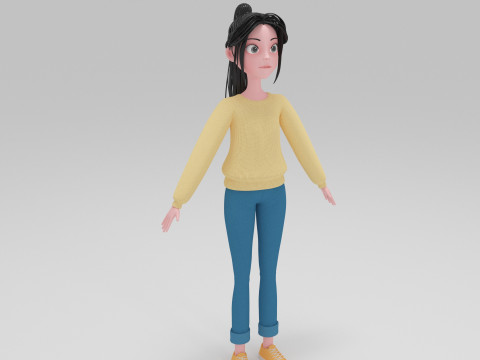 Girl Cartoon 3D Модель