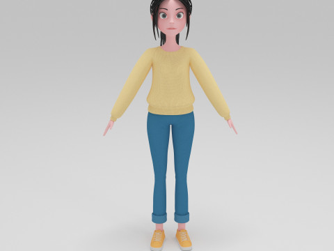 Girl Cartoon 3D Модель