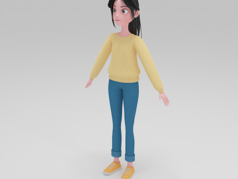 Girl Cartoon 3D Модель
