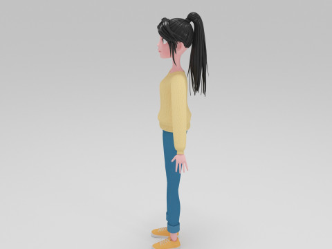 Girl Cartoon 3D Модель