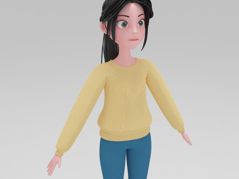 Girl Cartoon 3D Модель