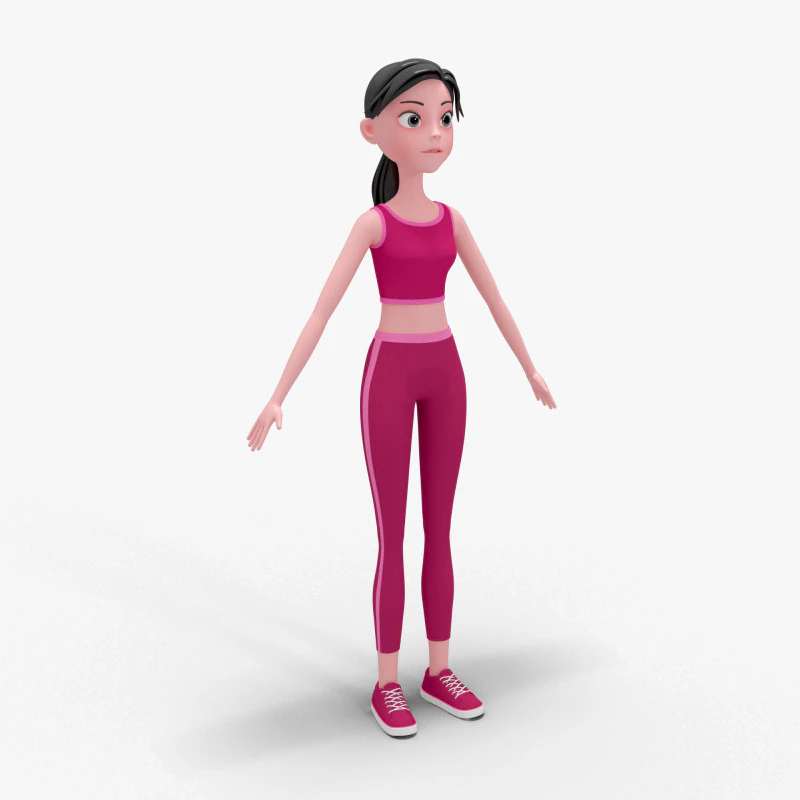 Girl Cartoon 3D Model .c4d .max .obj .3ds .fbx .stl .blend 