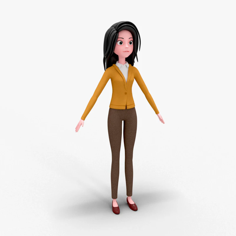 Girl Cartoon 3D Model .c4d .max .obj .3ds .fbx .stl .blend