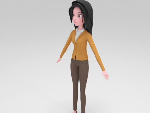 Girl Cartoon Modelo 3D