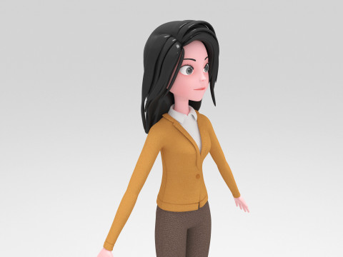 Girl Cartoon Modelo 3D