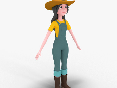 Girl Cartoon 3D Модель