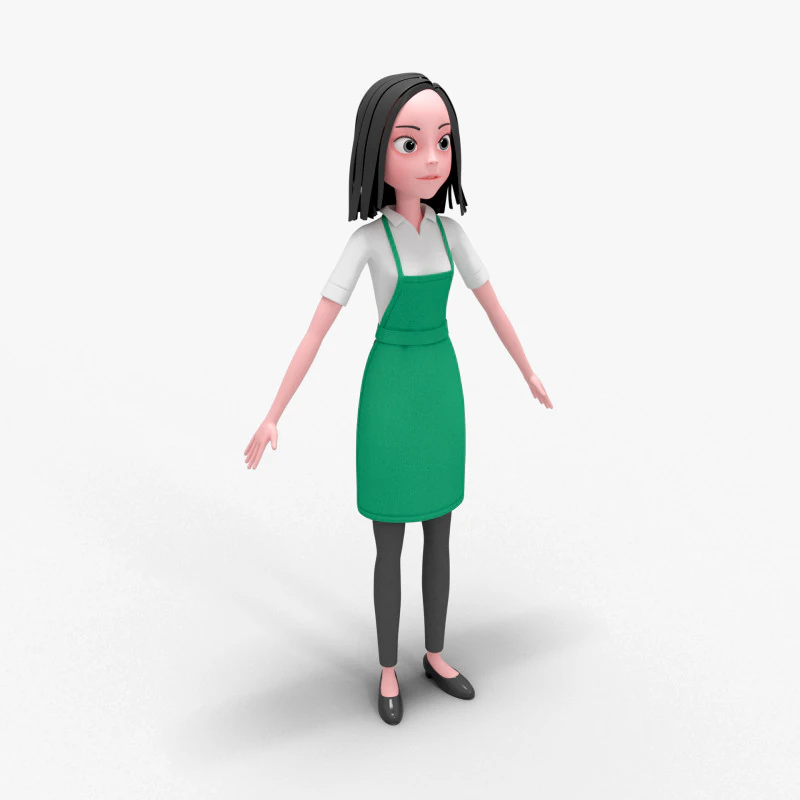 Girl Cartoon 3D Model .c4d .max .obj .3ds .fbx .stl .blend 