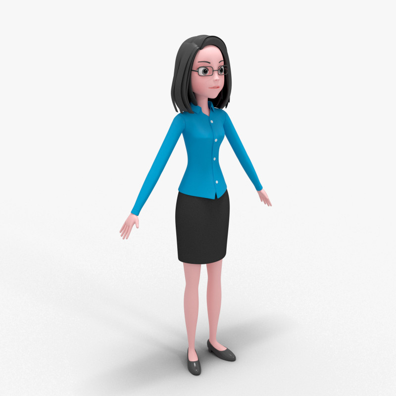 Girl Cartoon Modello 3D .c4d .max .obj .3ds .fbx .stl .blend