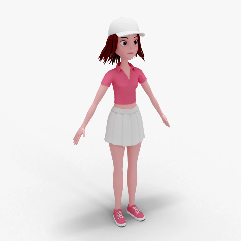 Girl Cartoon 3D Model .c4d .max .obj .3ds .fbx .stl .blend 