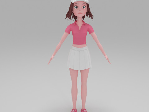 Girl Cartoon 3D Модель