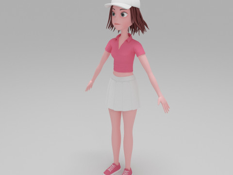 Girl Cartoon 3D Модель