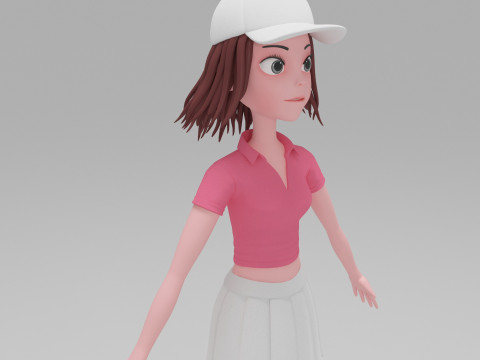 Girl Cartoon 3D Модель