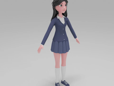 Kartun Gadis Model 3D