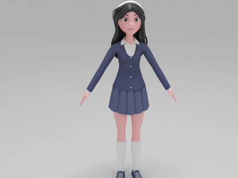 Kartun Gadis Model 3D