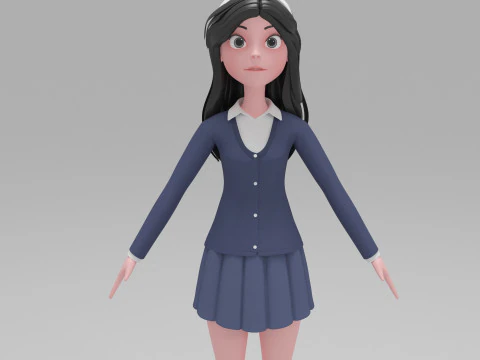 Kartun Gadis Model 3D
