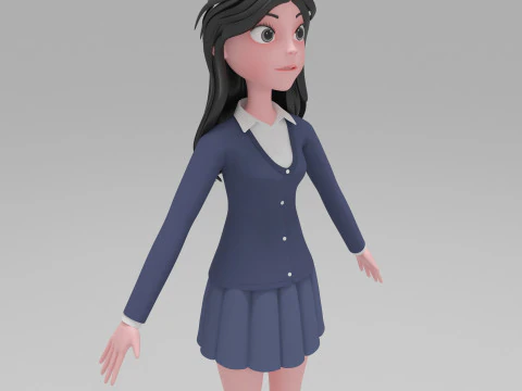 Kartun Gadis Model 3D