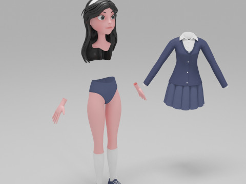 Girl Cartoon 3D Model