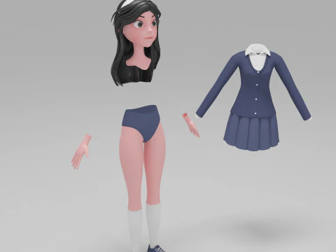 Kartun Gadis Model 3D