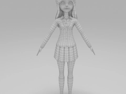 Kartun Gadis Model 3D