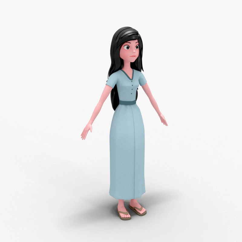 Girl Cartoon 3D Model .c4d .max .obj .3ds .fbx .stl .blend