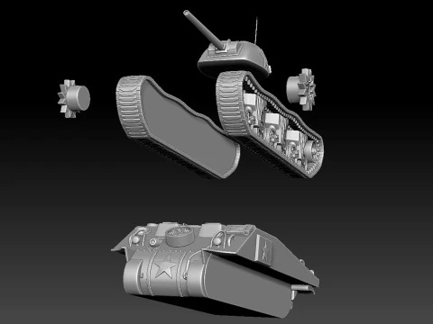 M4 Sherman Tank 3D Print Model