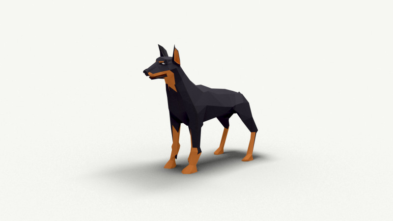 Dog Low Poly 01 Model 3D .c4d .max .obj .3ds .fbx .stl .blend 