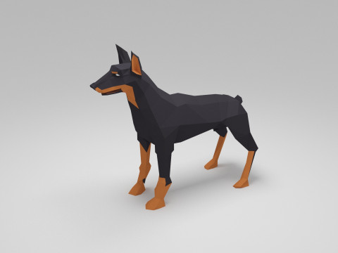 Dog Low Poly 01 Model 3D