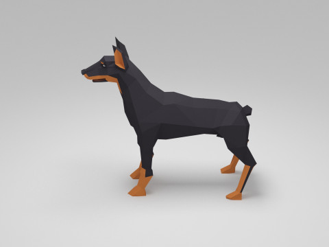 Dog Low Poly 01 Model 3D