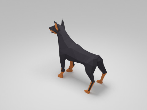 Dog Low Poly 01 Model 3D