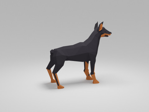 Dog Low Poly 01 Model 3D