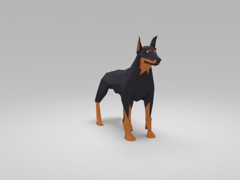 Dog Low Poly 01 Model 3D